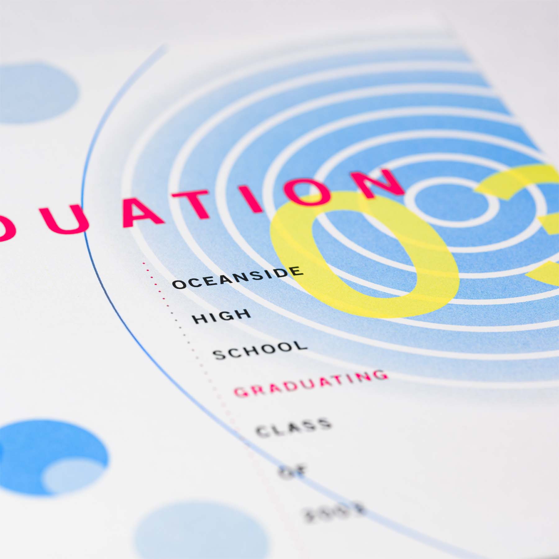 Cover of graduation card, featuring illustration rippling water and bubbles.