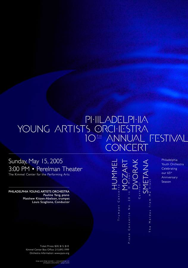 Philadelphia Young Artists Orchestra Annual Festival Concert Poster based on Bedřich Smetana's The Moldau from 'Má Vlast', May 15, 2005.
