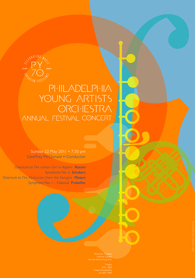 Philadelphia Young Artists Orchestra Annual Festival Concert Poster based on Prokofiev's Symphony No. 1, 'Classical', May 22, 2011.