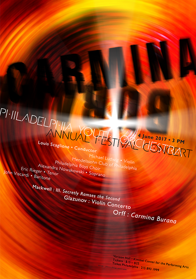 Philadelphia Youth Orchestra Annual Festival Concert Poster based on Carl Orff's 'Carmina Burana', June 4, 2017.