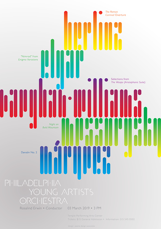 Philadelphia Young Artists Orchestra Concert Poster focused on Arturo Márquez's 'Danzón No. 2', March 3, 2019