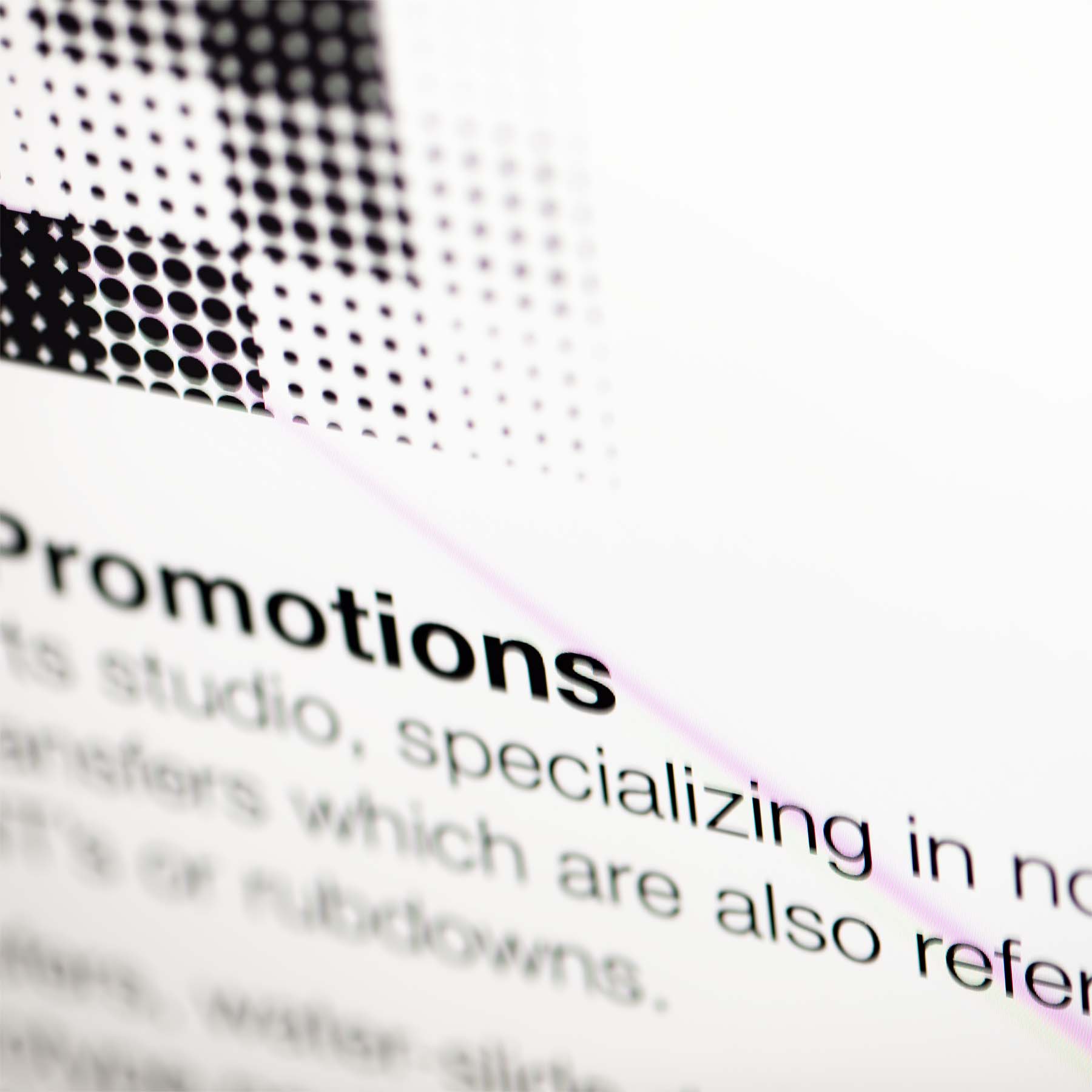 Cropped detail shot of Slick Promotions homepage.